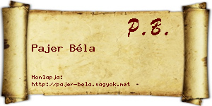 Pajer Béla névjegykártya